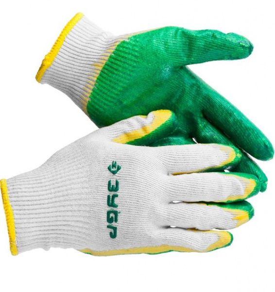 Перчатки ЗУБР вязаные двойная обливная ладонь 10класс