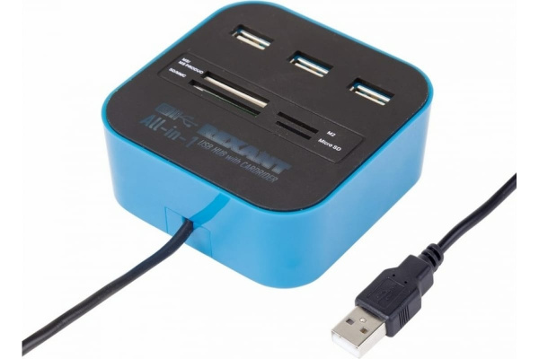 Разветвитель USB Rexant на 3 порта + картридер 18-4121