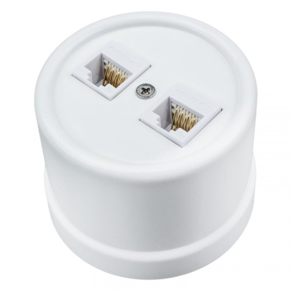 Розетка пластиковая Белый 1П RJ11+RJ45 ОУ Лизетта Bironi