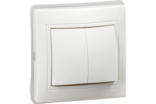 Выключатель 2-клавишный ВС10-2-0-КБ 10А КВАРТА белый IEK
