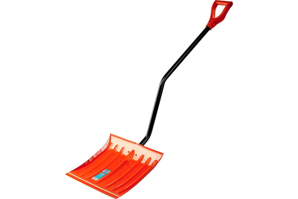 Снеговая лопата СИБИН ЛС-460, стальная, ширина 460 мм, с эргономичным стальным черенком, V-ручка
