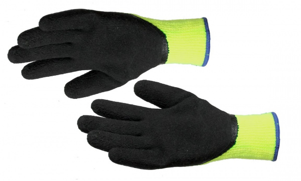 Перчатки зимние из акриловой пряжи с начесом, покрыты вспененным латексом 12/120 (разм 10) GWARD