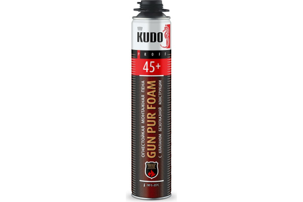 Пена монтажная профессиональная огнестойкая KUDO pRoFF 45, +1000 мл, всесезонная