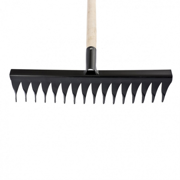 Грабли стальные, 420х1300 мм, 16 витых зубьев, деревянный черенок, Россия// Сибртех