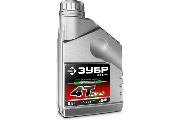 Масло минеральное ЗУБР Extra ЗУБР 4Т-30, 0.6 л, для 4-тактных двигателей (70613-06)