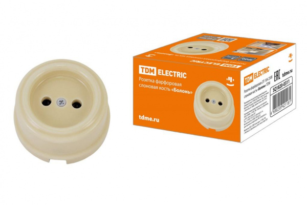Розетка фарфоровая Сл. Кость 1П б/з ОУ TDM