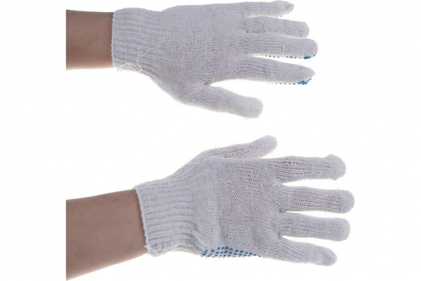 Перчатки трикотажные для ремонтных и строительных работ,с ПВХ точкой,7 класс//Россия