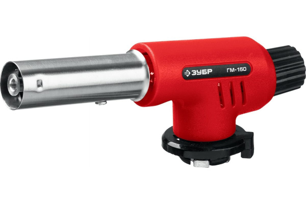 Газовая горелка ЗУБР ГМ-150, 1300°C, с пьезоподжигом на баллон с цанговым соединением (55554)