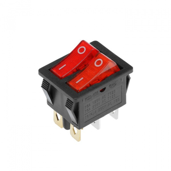 Выключатель клавишный красный с подсветкой Mini 250V 6А (3с) ON-OFF RWB-206, SC-768 Rexant