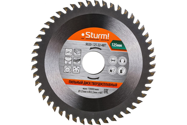 Диск пильный по дереву 125x22мм, 48 зубьев Sturm! 9020-125x22x48T