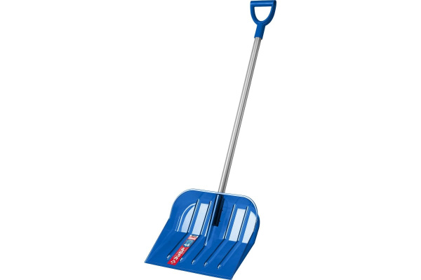 Снеговая лопата ЗУБР АНГАРА ковш 46 см, морозост. поликарб, ударопр. легкий черенок из алюм. V-ручка