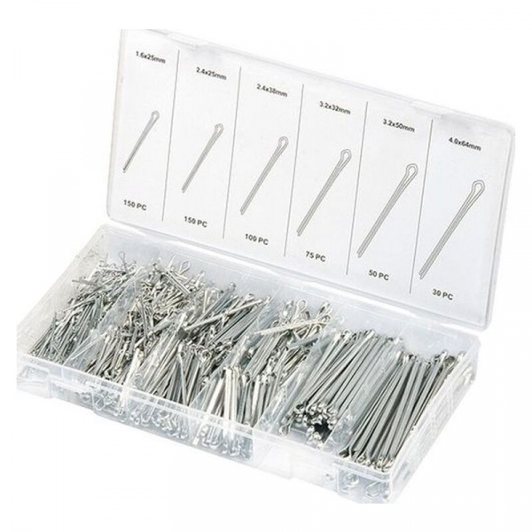 Набор шплинтов S головки 1,6х25/2,3х25/2,3х38/3,1х32/3,1х50/4х63мм, 555 предметов Сибртех
