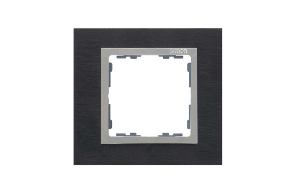 Рамка Сталь чёрная Алюминий 1П Nature82