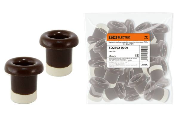 Керамический изолятор Бук проходной для провода "ЭКО" TDM