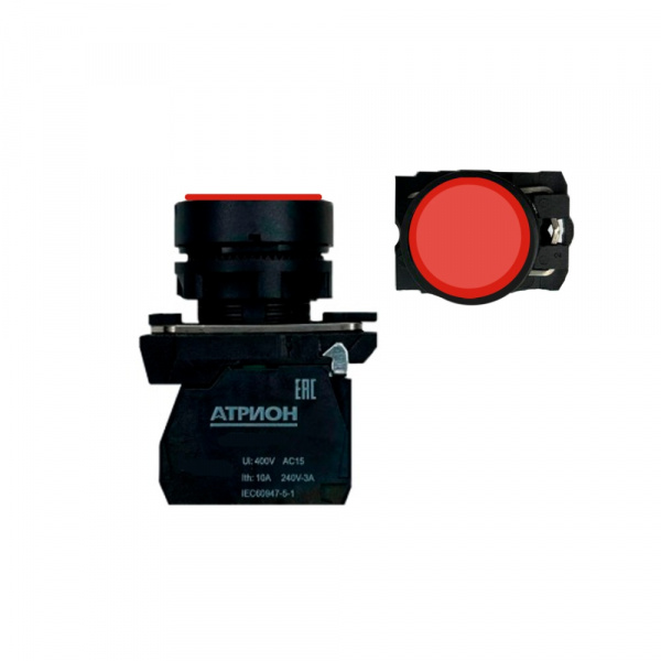 Кнопка LA37-B5A01RP, 1NC, 3A(240VAC), красная, фронт IP66