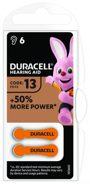 Батарея Duracell DA13/6BL ActivAir Nugget Box ZA13 для слуховых аппаратов