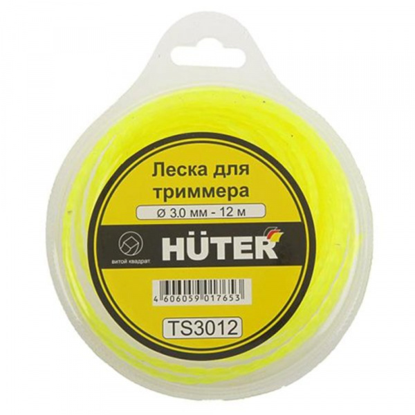 Леска для тримера витой квадрат 3мм 12м TS3012 Huter