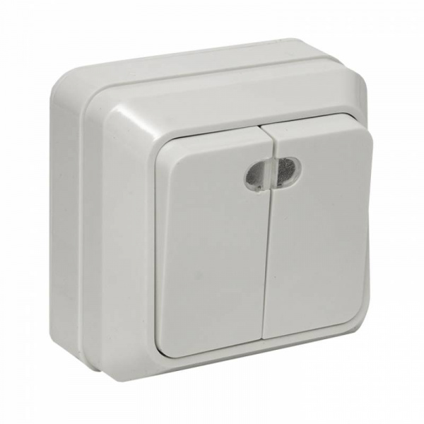 Выключатель 2ОП EKF ENV10-123-10 РИМ белый с индикатором, 10А