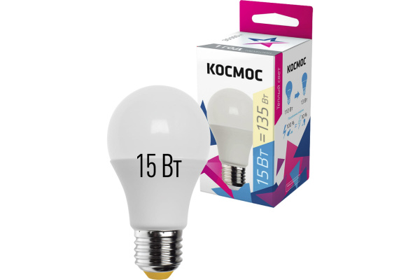 Лампа светодиодная Космос А60 15Вт Е27 3000K