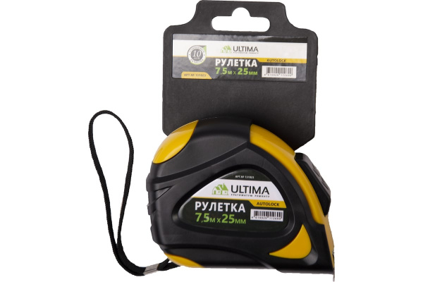 Рулетка Ultima AutoLock 7,5м х 25мм обрезиненный корпус, автоматическая фиксация