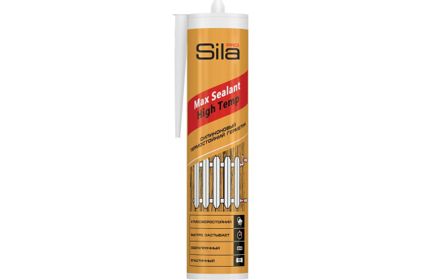 Силиконовый термостойкий герметик Sila PRO Max Sealant, High Temp, красный, 290мл (1уп- 25шт)