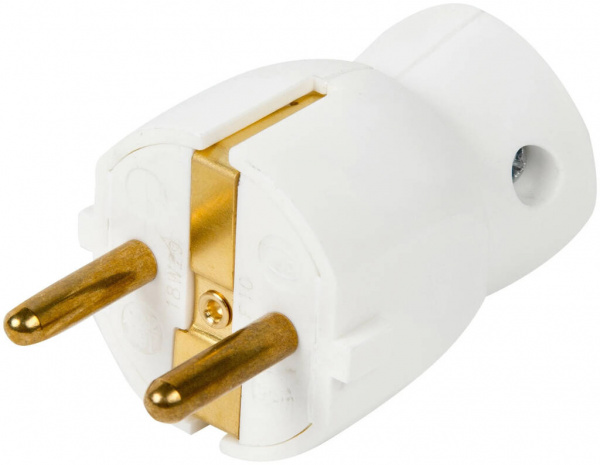 Вилка прямая с/з 16А белая нижний ввод Элиум Legrand