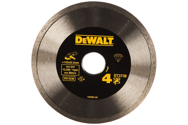 Диск алмазный 125х2,2х22,2 по керамике, сухой/мокрый рез, сплошной DeWalt DT 3736 DeWalt