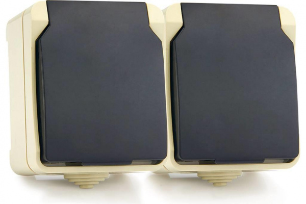 Розетка 2гн о/п с з/к с крыш. "Сатурн" Smartbuy IP54(9/108) (00629)