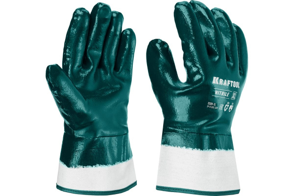 Особопрочные перчатки KRAFTOOL HYKRAFT, XL(10), нитриловое покрытие, максимальная защита от нефтепродуктов, износостойкие