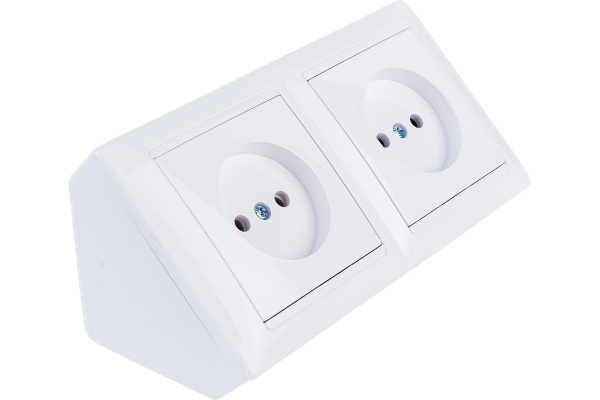 Блок угловой 2-местной розетки Bylectrica СТИЛЬ б/з, белый, РА-16-751