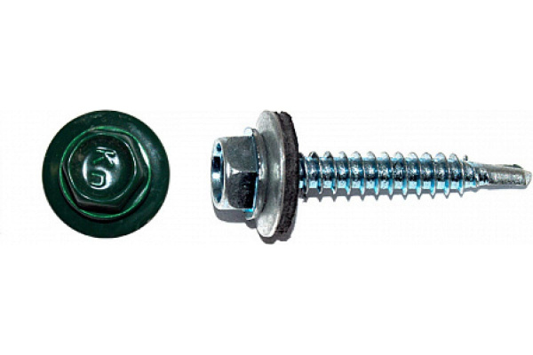 Саморез кровельный 4,8х70 RAL6005 зеленый мох КИТ