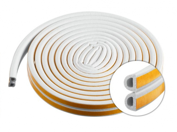 Самоклеящийся резиновый уплотнитель ЗУБР 6 м, D-профнль, размер 9x8 мм, белый, Профессионал