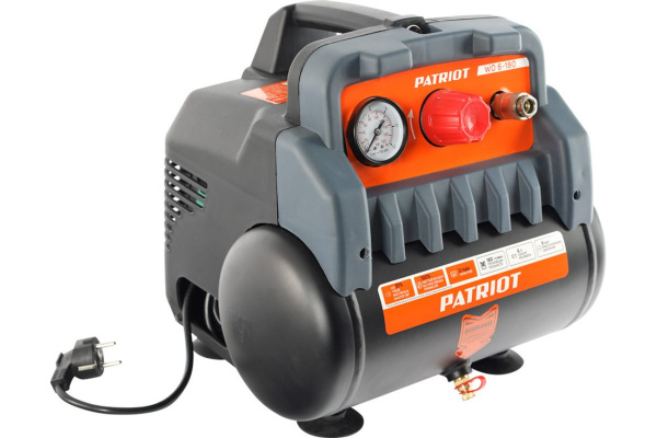 Компрессор Patriot поршневой безмасляный WO 6-180, 180 л/мин, 8 бар, 1100 Вт, 6 л, быстросъемный 1/4"