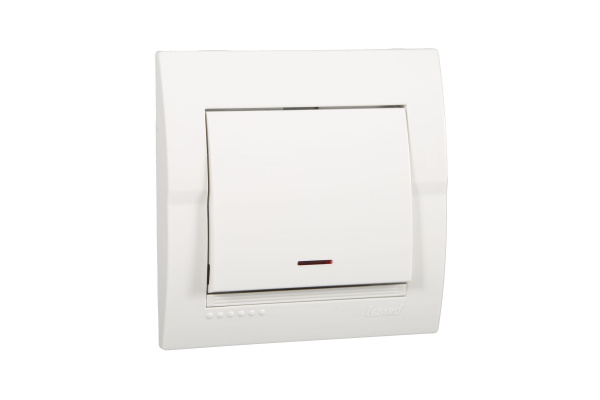 Выключатель Белый 1кл с индик. СУ Deriy Lezard