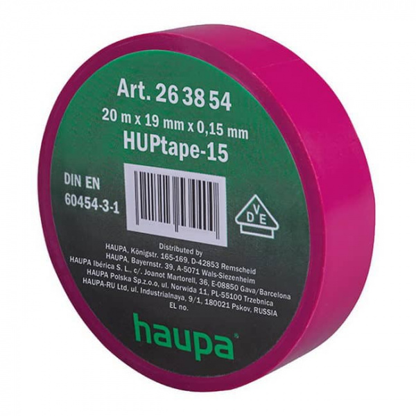 Изолента фиолетовая 0,15х19мм 20м d 74мм Haupa