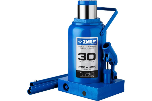 Домкрат гидравлический бутылочный ЗУБР 30 т, 285-465 мм, Профессионал (43060-30)