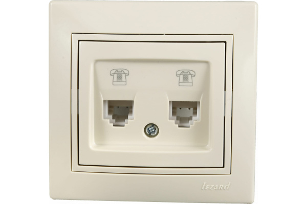 Розетка Бежевый 1П RJ11+RJ11 СУ Mira Lezard