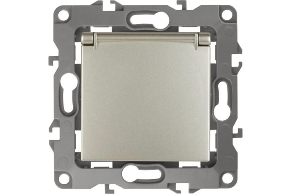 Розетка Шампань 1П с/з со шторками и крышкой СУ Эра12