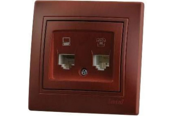 Розетка Вишня 1П RJ11+RJ45 5e СУ Nata Lezard