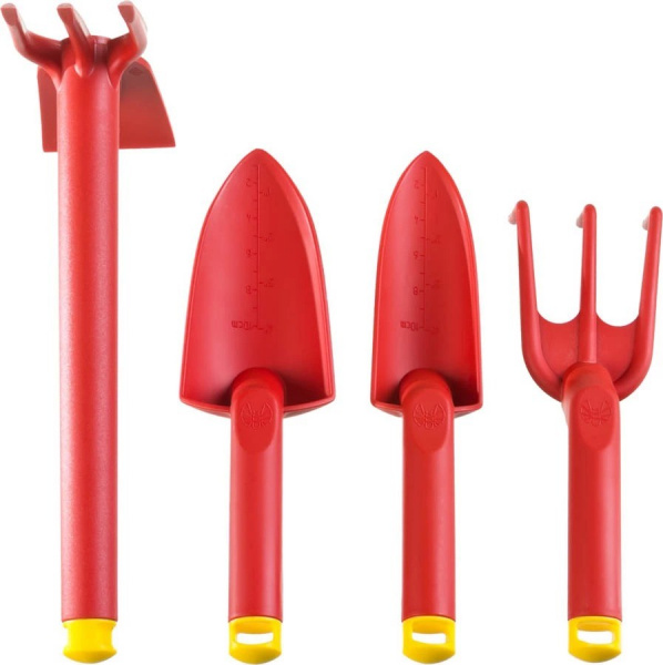 Набор GRINDA 421360-H4: Совок посадочный широкий, совок посадочный узкий, рыхлитель, мотыга-рыхлитель с нейлоновым корпусом, 4 предмета