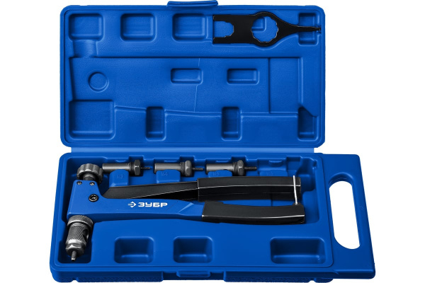 Заклепочник ЗУБР "Р-М6" в кейсе 31055, для резьбовых заклепок М3-М6 алюминий, сталь, нерж. сталь, Профессионал