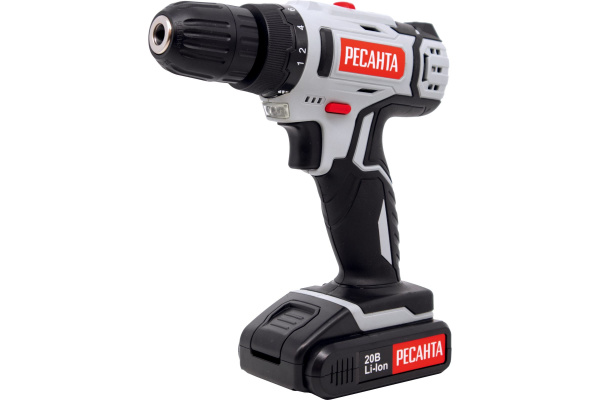 Дрель-шуруповерт аккумуляторная ДА-20-2ЛК (2,0 А/ч) Ресанта
