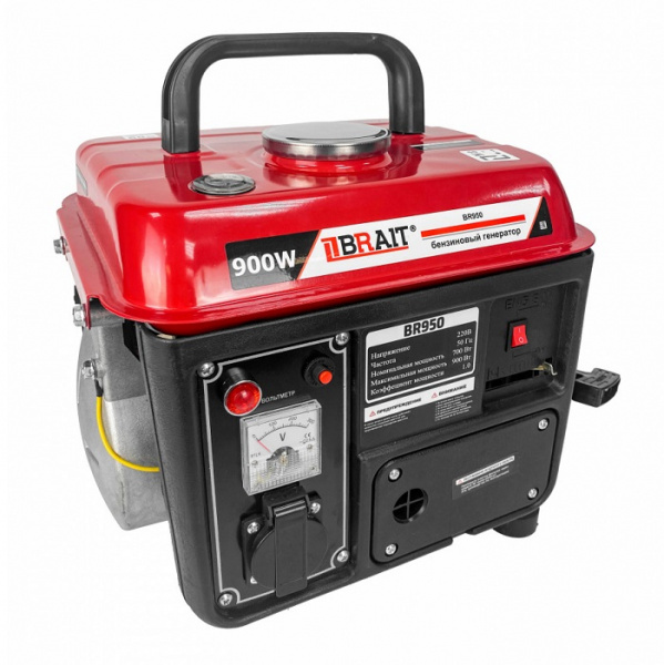 Электростанция BRAIT бензиновая BR950 (220В/1х16А,12В/1х8.3А,0.65/0.72кВт, 2-такт, 2л/с) 15.9кг