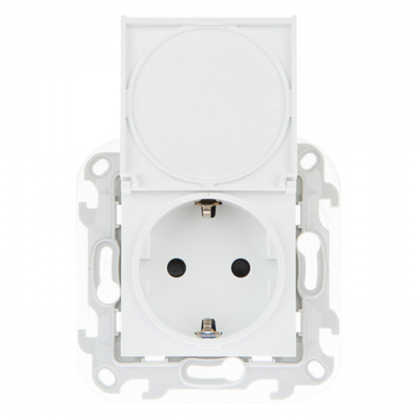Розетка Белый 1П с/з с крышкой и шторками IP44 СУ Simon24