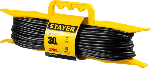 Силовой удлинитель-шнур  STAYER ПВС 2x0.75 30м, 2200Вт на рамке, MF 207