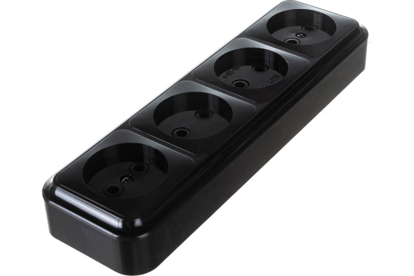 Розетка Bylectrica 4П ОУ без з/к., серия ПРАЛЕСКА, черный