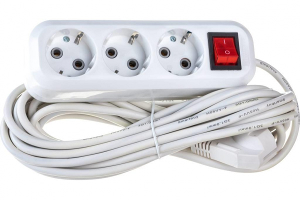 Удлинитель Smartbuy, 3 гн. 7 м с з/к ПВС 3х1 3500Вт