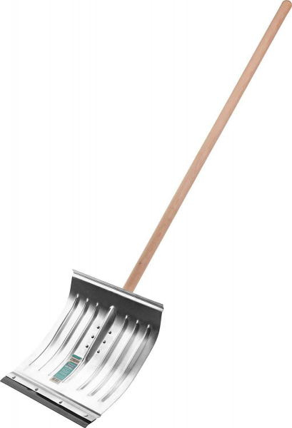 Снеговая лопата СИБИН ЛА-430 430мм алюминиевая со стальной планкой с деревянным черенком