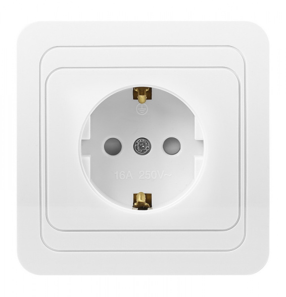 Розетка 1гн с/п с з/к со шторкой белая "Марс" Smartbuy