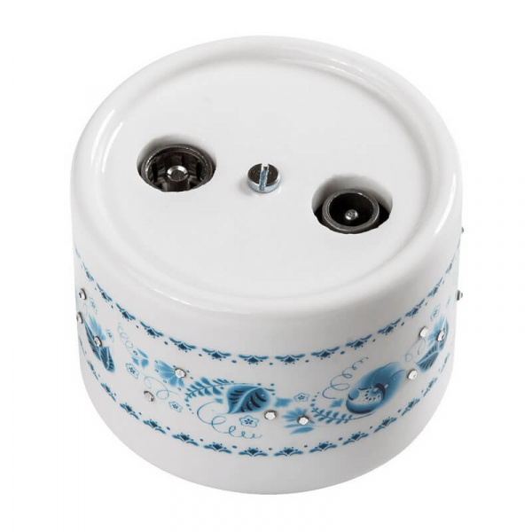 Розетка керамическая Белый d10/6 1П R/TV-SAT оконечная ОУ Лизетта Декор Bironi